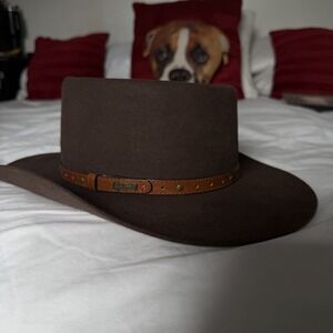 Akubra Heritage Brown Fur Felt Outback Hat Size 55 Made in Australia